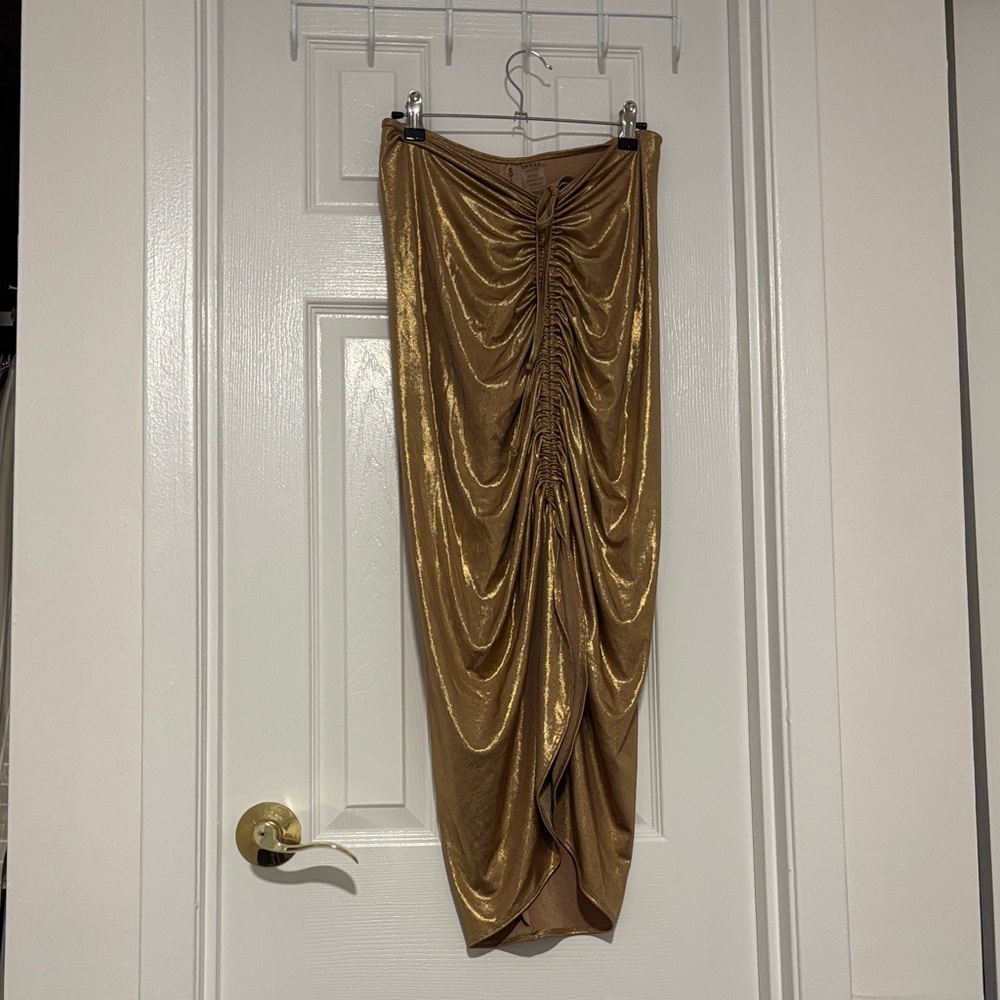 CVRGE Gold Metallic swim skirt metallic